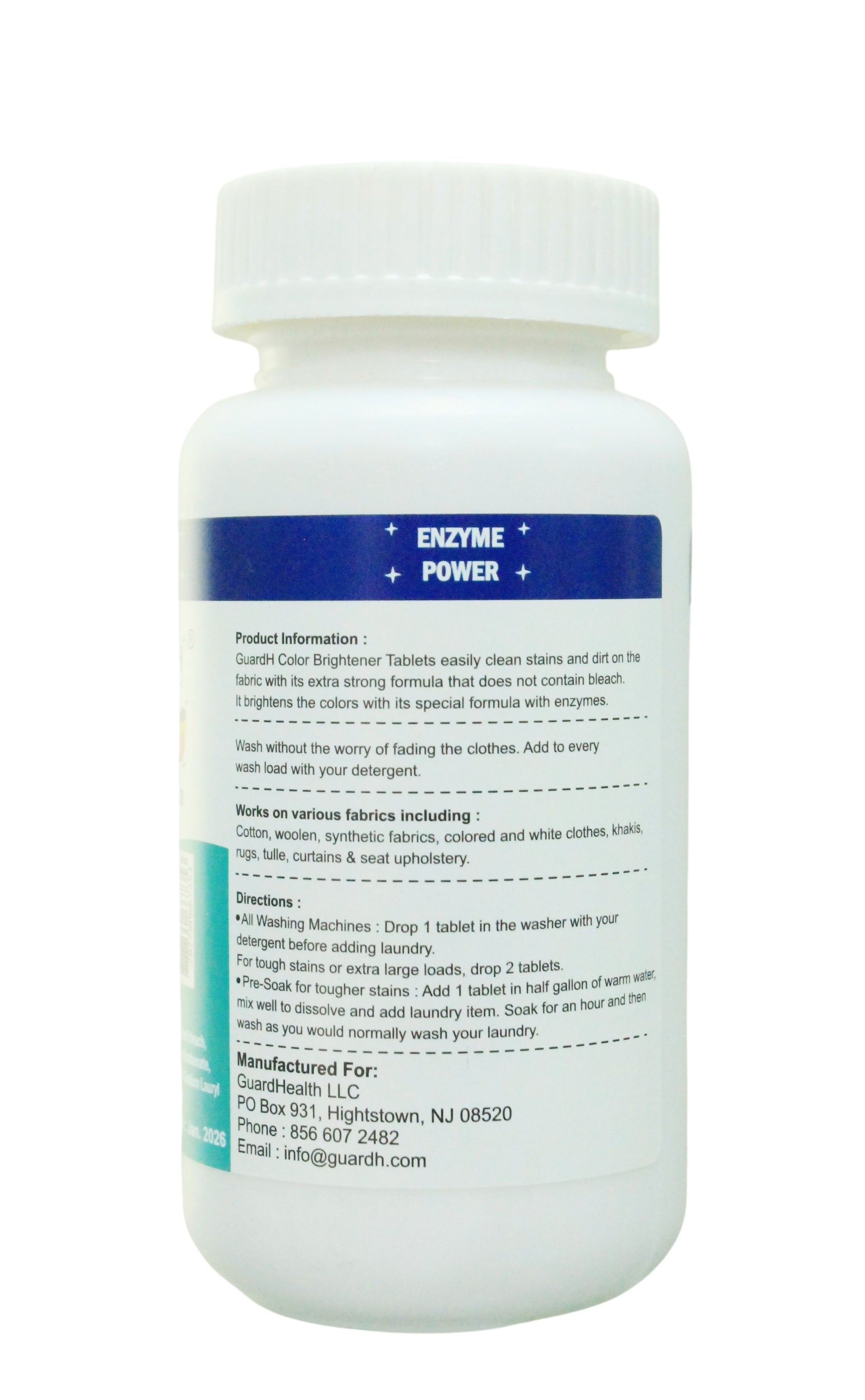 Color Brightener, Stain Remover Tablets, Laundry Usage, Removes Tough Stains, Safe for Clothes.