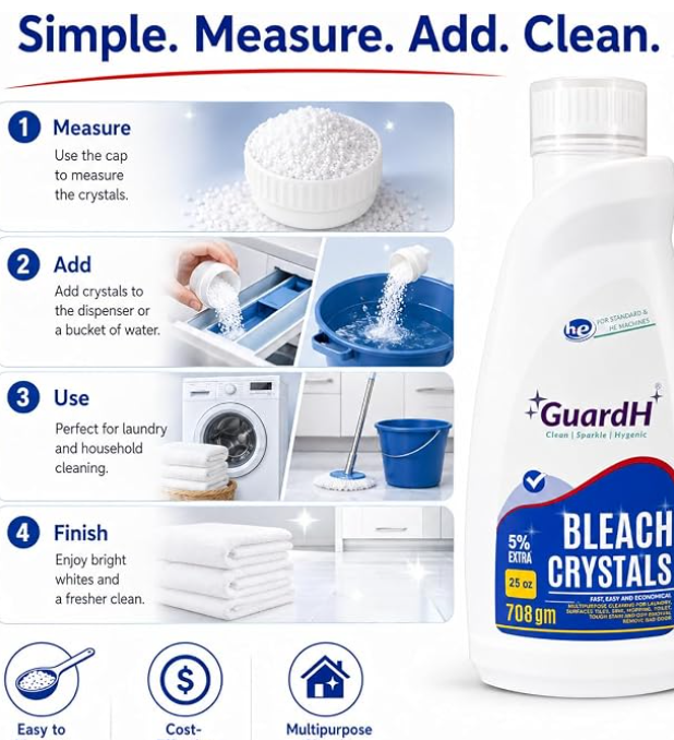 GuardH Bleach Crystals Granules - Multi-Purpose Household Cleaner (25 oz)