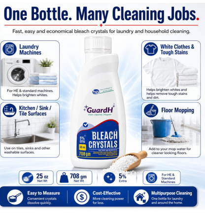 GuardH Bleach Crystals Granules - Multi-Purpose Household Cleaner (25 oz)